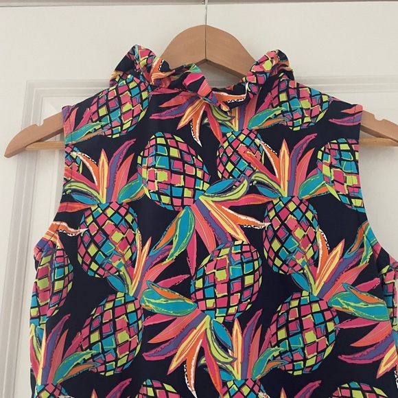 Lulu B Pineapple Ruffle Dress UPF 50+ Preppy Golf - Picture 3 of 8